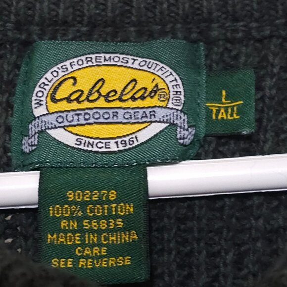 Cabelas Outdoor Gear Mens Sweater Large Tall Gray Green Long-Sleeve Brown Button - Picture 6 of 6
